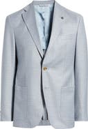 Jack Victor Morton Contemporary Fit Light Blue Graph Check Wool Sport Coat