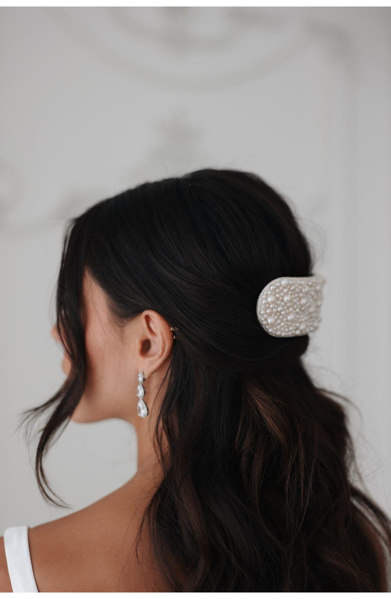 Untamed Petals Bridgette Pearl Barrette, Alternate, color, Pearl