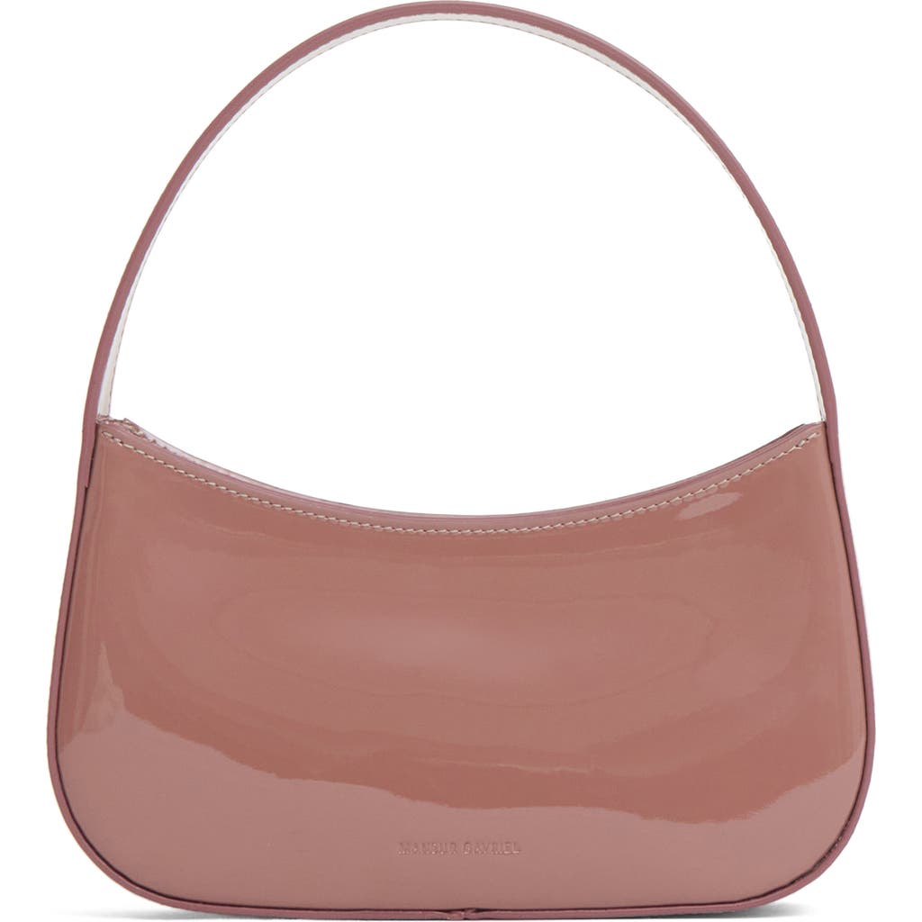 Mansur Gavriel Mini Bonbon Patent Leather Shoulder Bag In Brown