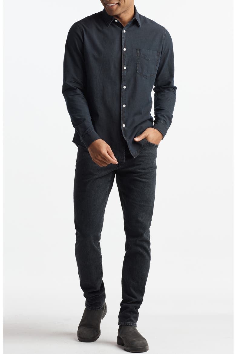 Pecos Cotton Chambray Button-Up Shirt, Alternate, color, BLACK
