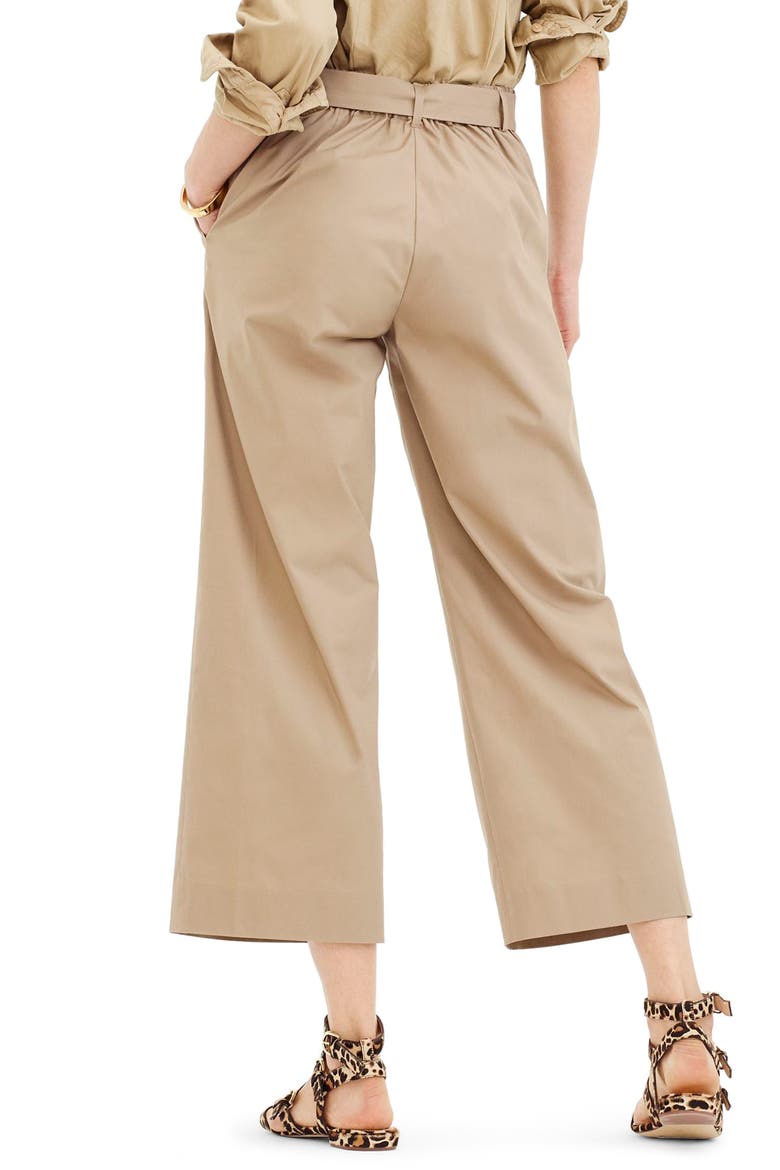 Wide Leg Stretch Cotton Poplin Crop Pants, Alternate, color, DUSTY KHAKI