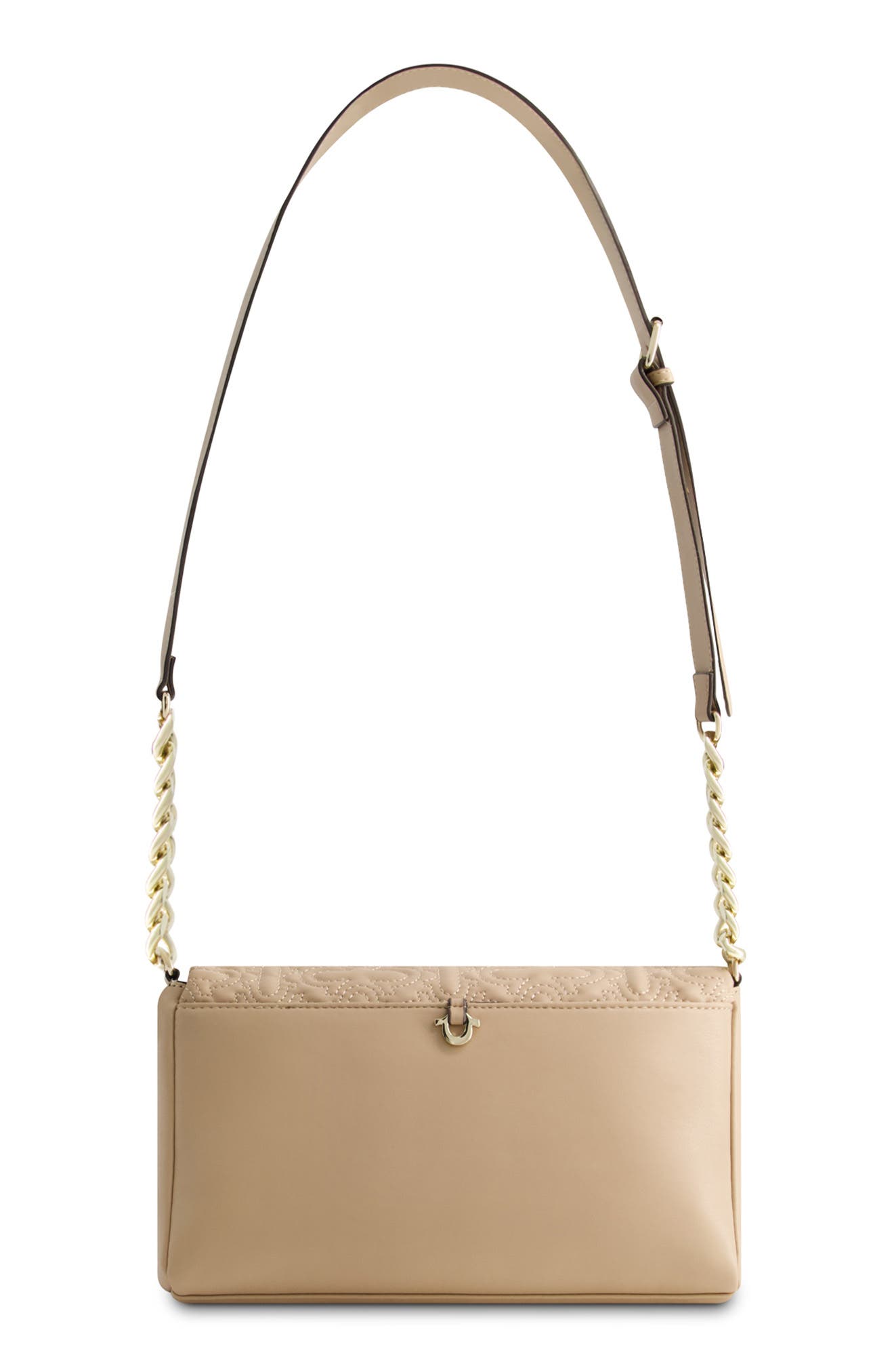 True Religion Quilted Horseshoe Flap Bag, Alternate, color, Camel