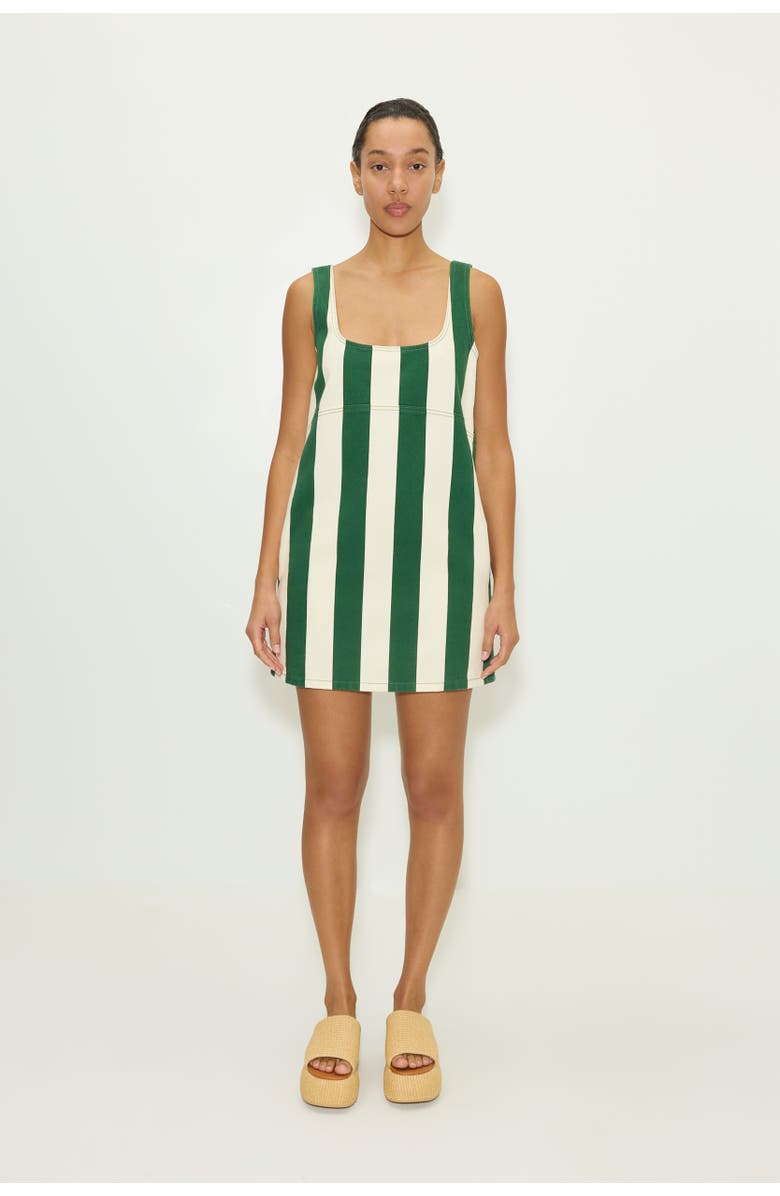 SIMONMILLER Sahara Striped Denim Dress, Main, color, Gummy Green/Ecru