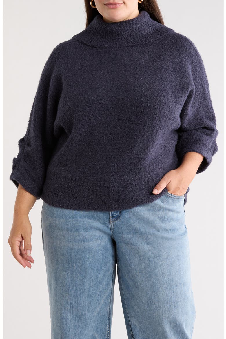 Dolman Blouson Sleeve Sweater, Main, color, BLUE CHARCOAL