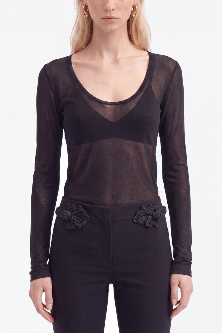Sheer Knit Top, Alternate, color, Black