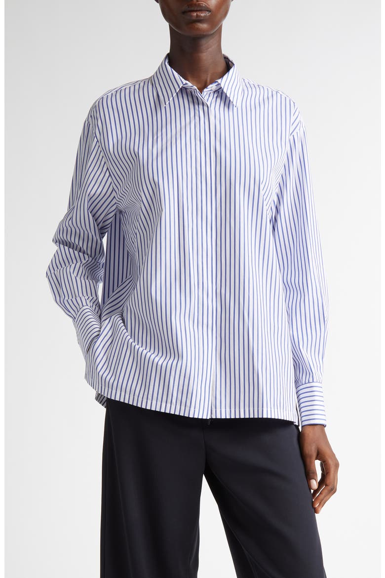 Tata Stripe Cotton Button-Up Shirt, Main, color, OPTICAL WHITE