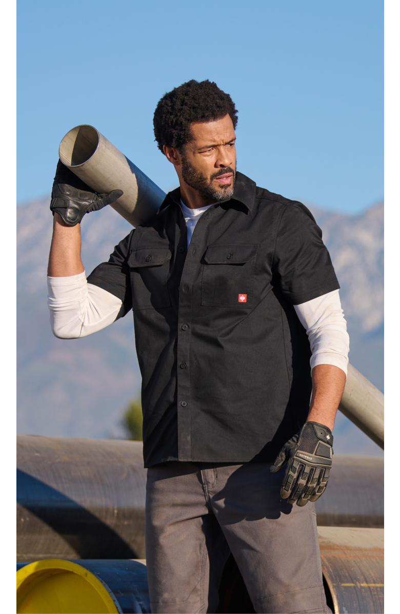 Strauss Short Sleeve Work Shirt e.s.iconic, Alternate, color, Black