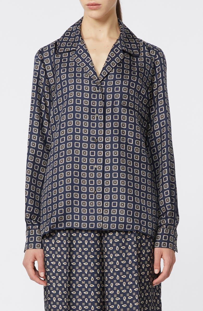 Max Mara Disco Monogram Paisley Pajama Shirt, Main, color, Ultramarine