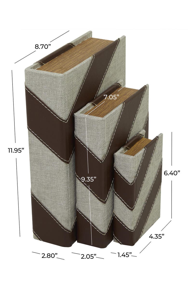 SONOMA SAGE HOME Set of 3 Faux Book Boxes, Alternate, color, Dark Brown