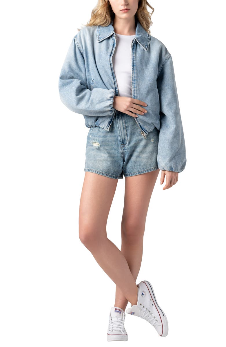 BLANKNYC Denim Bomber Jacket, Alternate, color, 