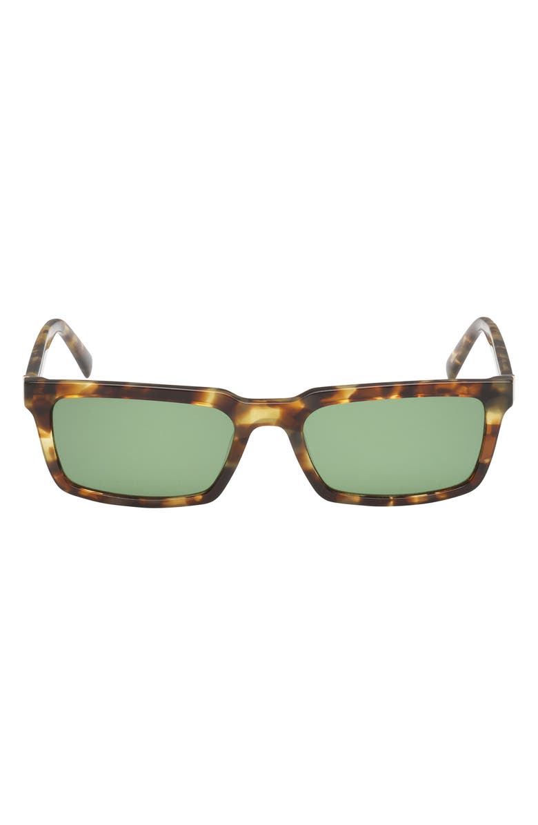 ABERCROMBIE & FITCH 54mm Rectangular Sunglasses, Main, color, Havana / Green Lens