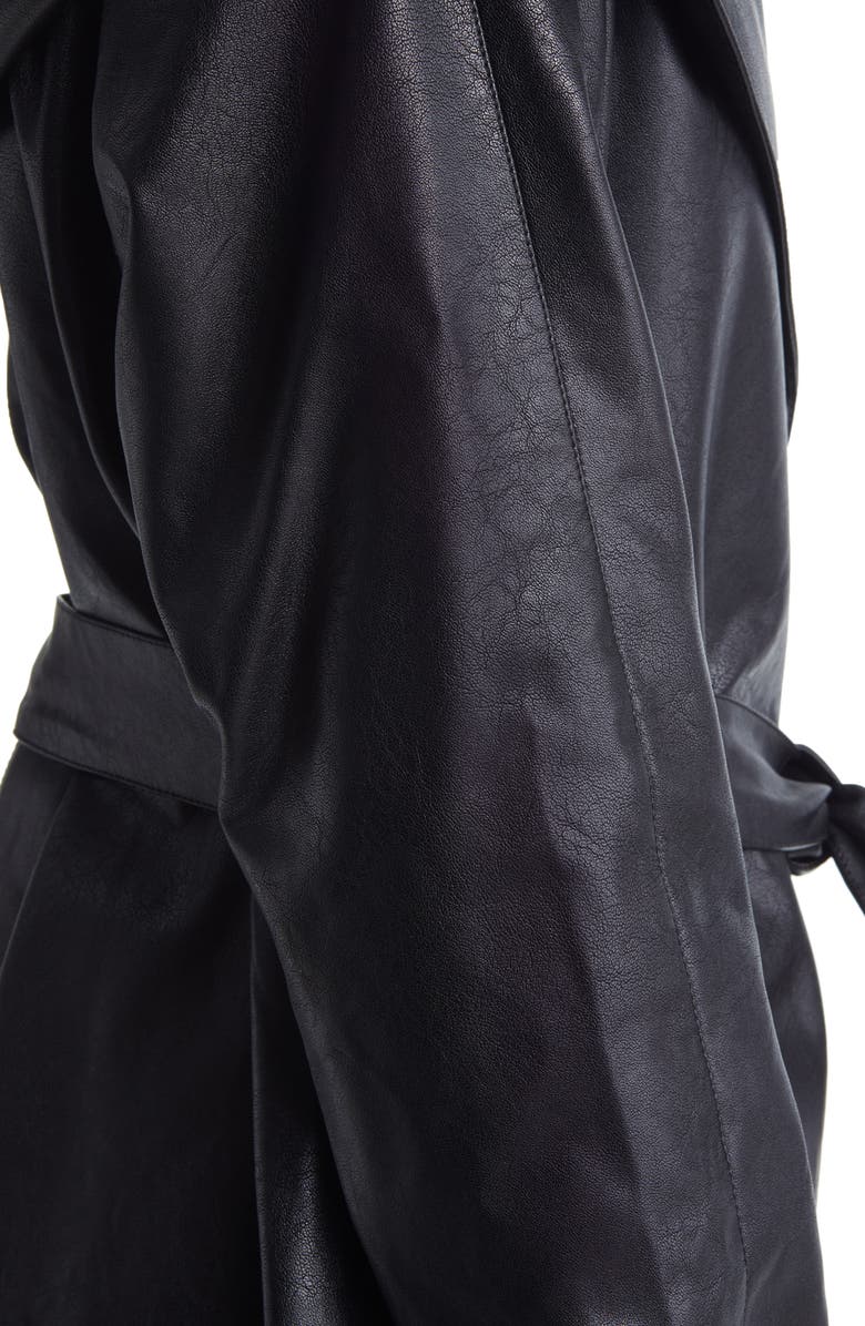 AZALEA WANG Faux Leather Hooded Trench Coat, Alternate, color, 