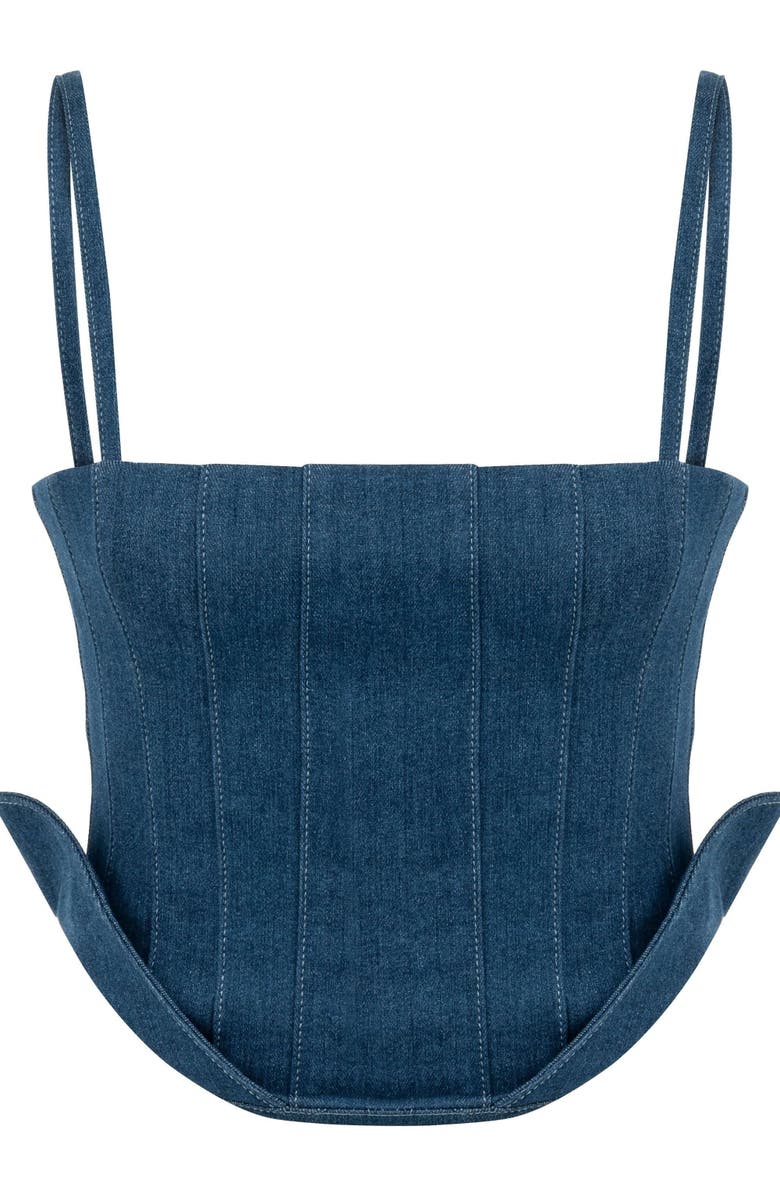 Jendue Women's Sosa Denim Top - Strapless Denim Corset, Alternate, color, Nesta Blue