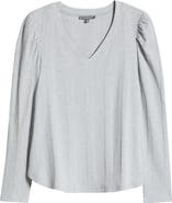 Wit & Wisdom Puff Shoulder Rib Top