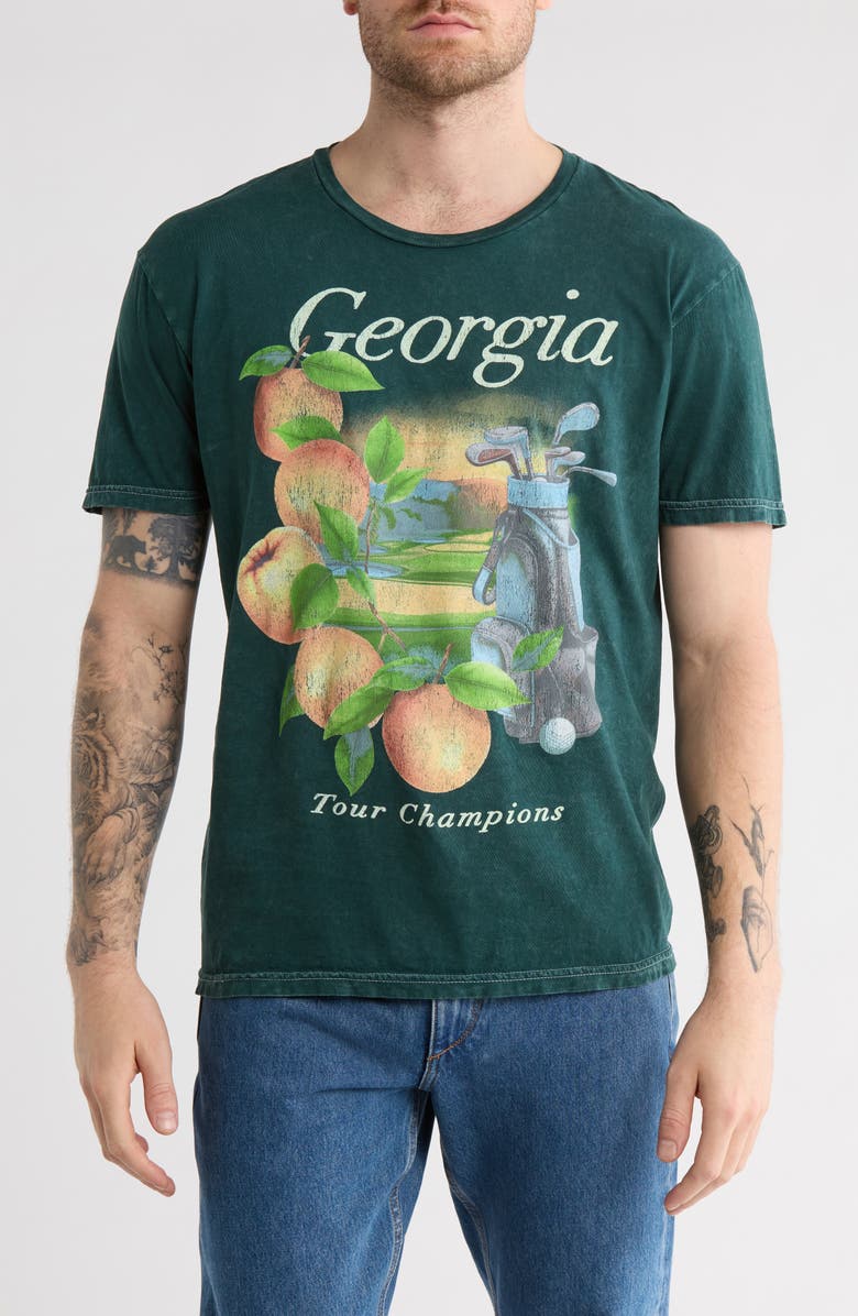 Goodie Two Sleeves Georgia Peaches Short Sleeve T-Shirt, Main, color, Forest Green