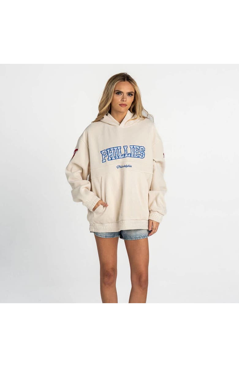 THE WILD COLLECTIVE Women's The Wild Collective  Cream Philadelphia Phillies Oversized Cord Hoodie, Main, color, Cream
