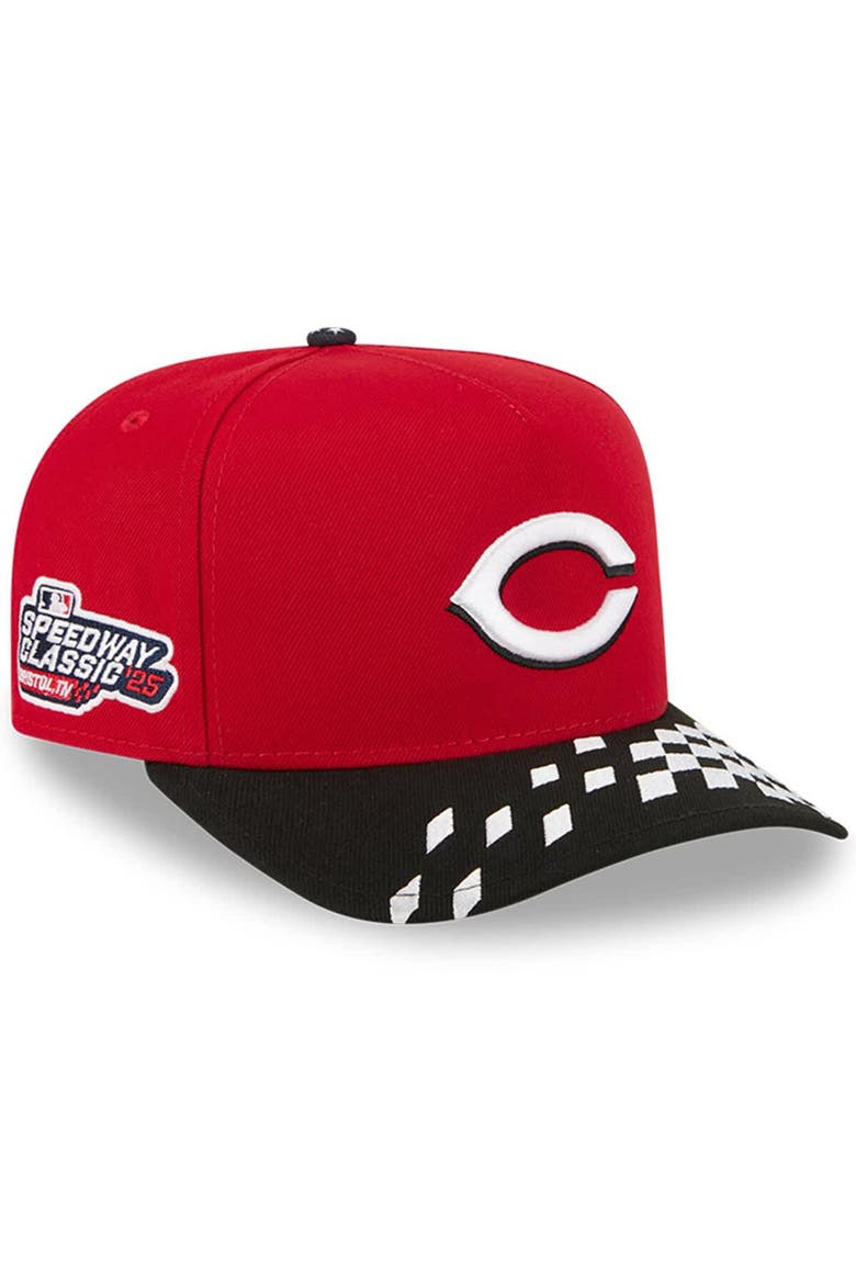 Men's New Era Red/Black Cincinnati Reds 2025 MLB Speedway Classic A-Frame 59FIFTY Fitted Hat, Main, color, Red