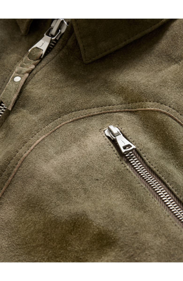 John Varvatos Brian Sheepskin Suede Zip Trucker Jacket, Alternate, color, 