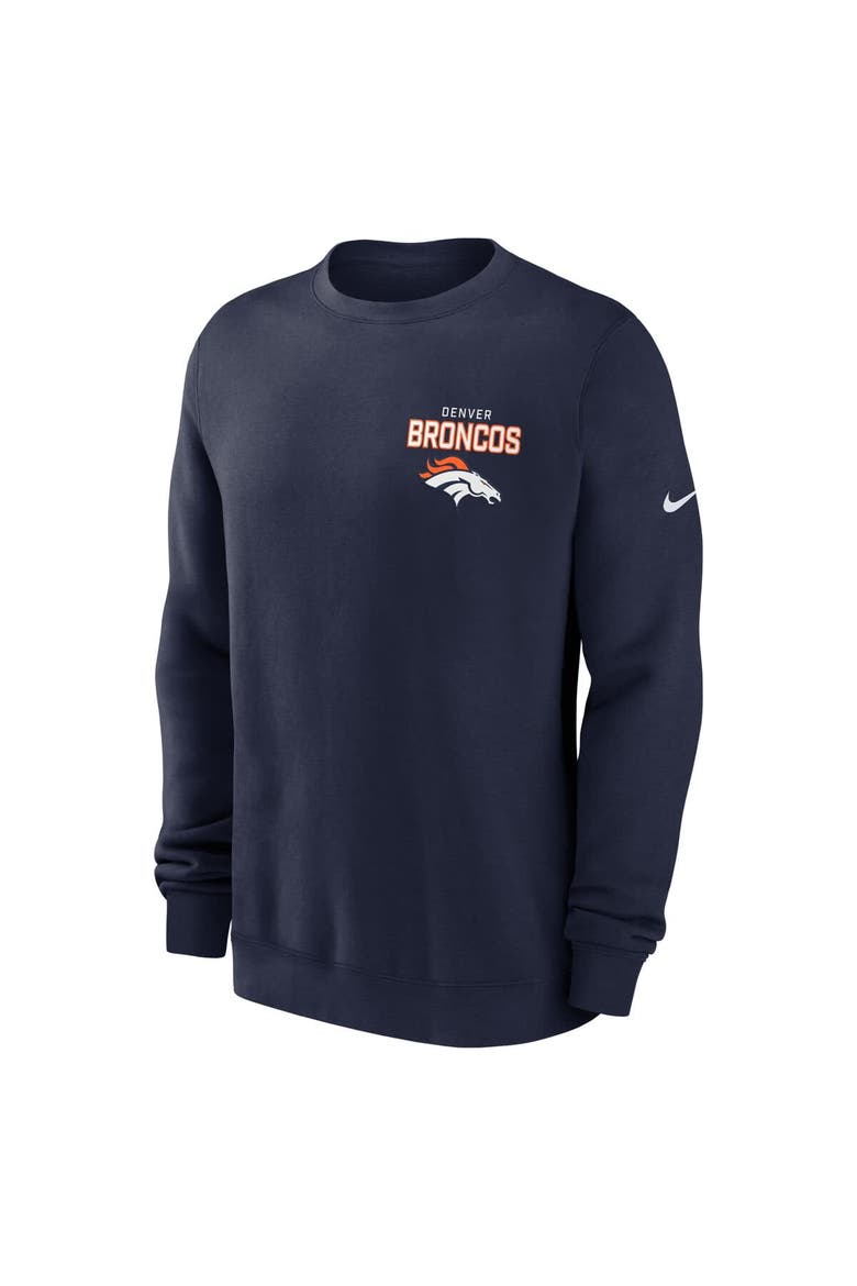 Men's Nike Navy Denver Broncos Primetime Club Fleece Pullover Sweatshirt, Alternate, color, Navy