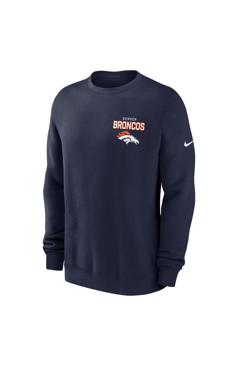 Nike Men's Nike Navy Denver Broncos Primetime Club Fleece Pullover Sweatshirt, Alternate, color, Navy