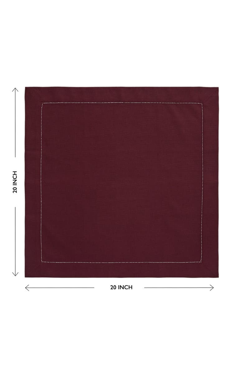 Cotton Linen Hemstitch Dinner Napkins Set of 4, 20 x 20", Alternate, color, Wine