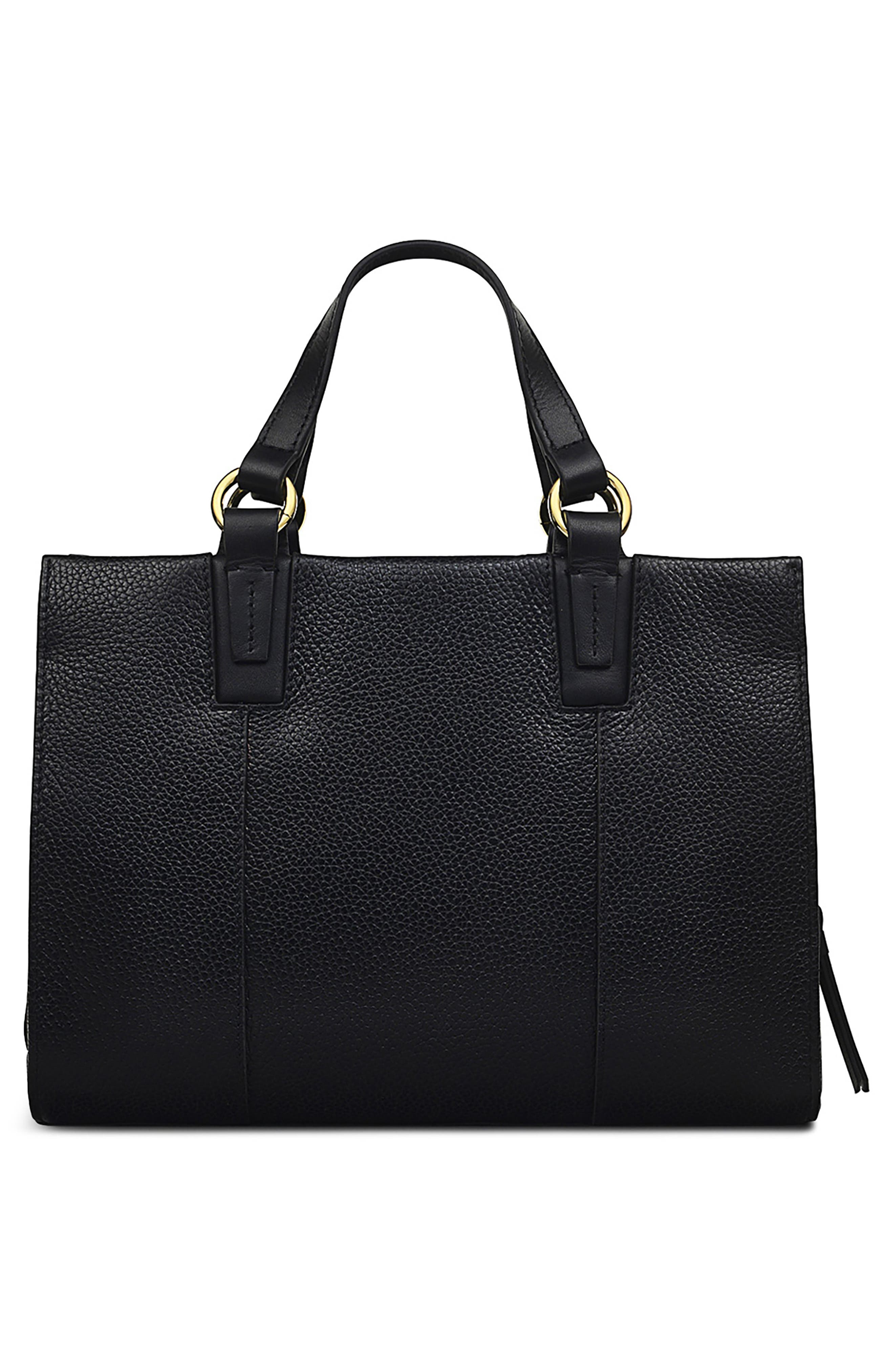 Radley Bedford Square Small Zip Top Leather Tote Bag, Alternate, color, Black