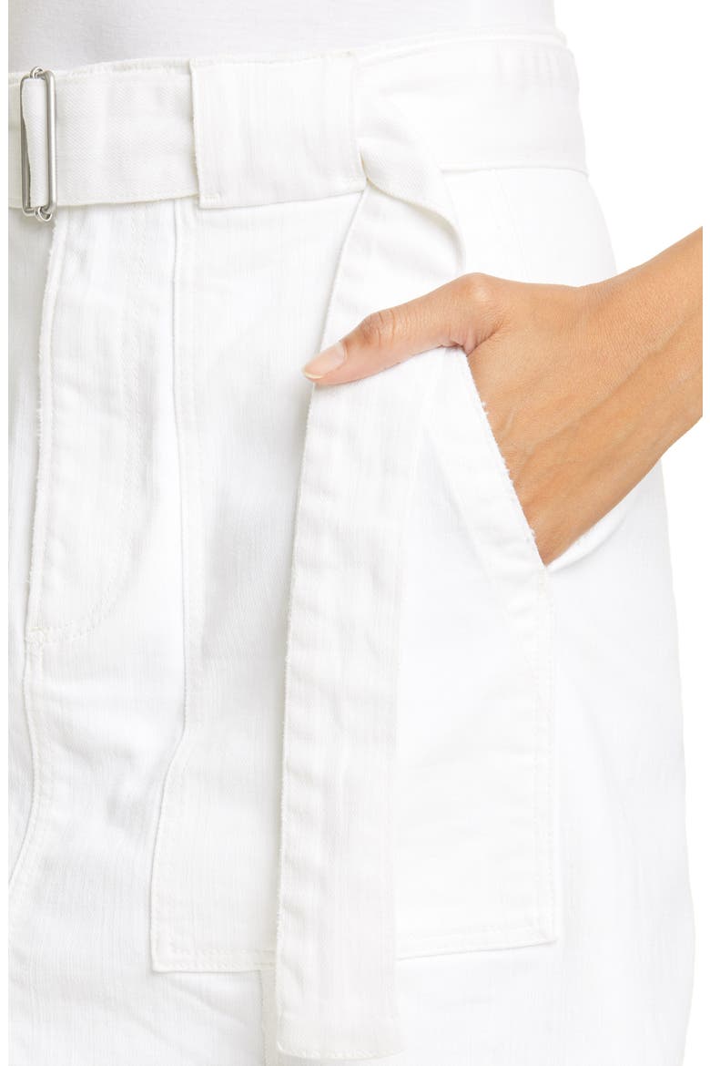 Belted White Denim Skirt, Alternate, color, MILK