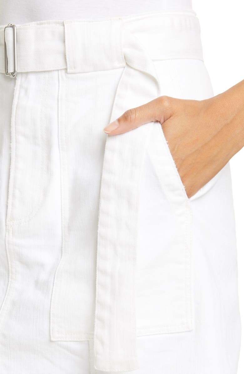 La Vie Rebecca Taylor Belted White Denim Skirt, Alternate, color, 