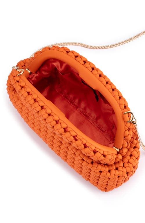Olga Berg Everly Handwoven Faux Leather Frame Clutch In Tangerine