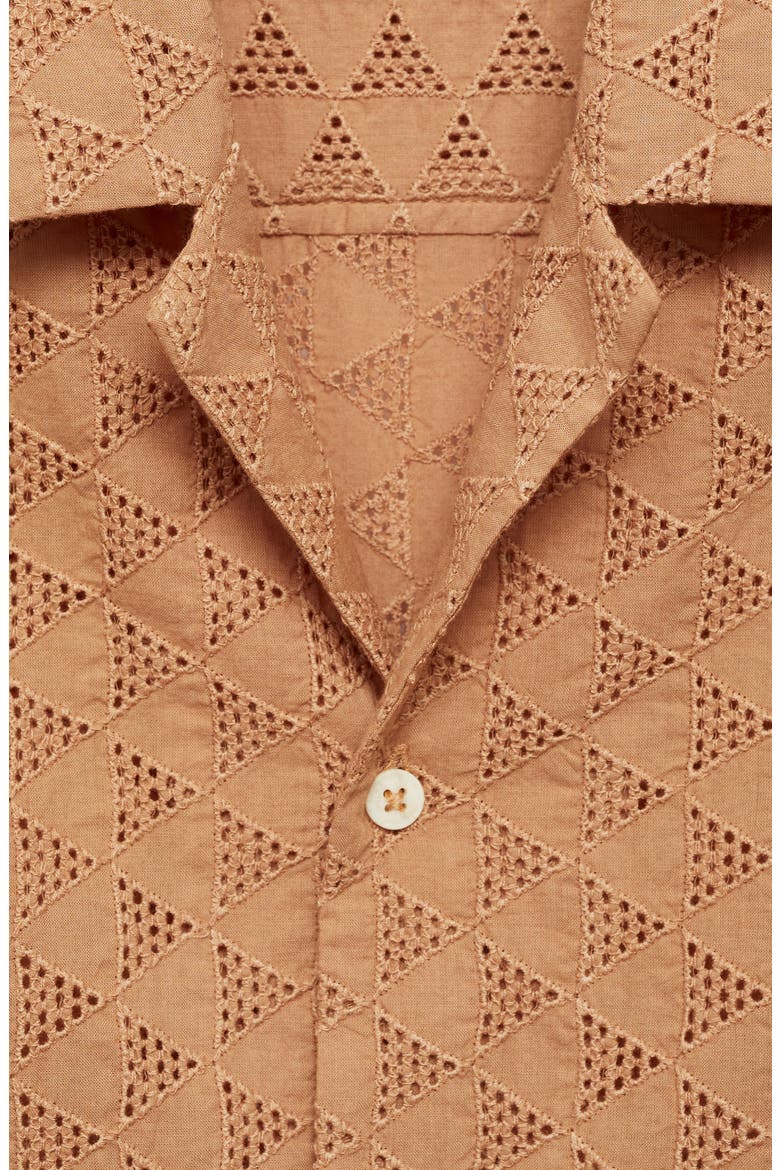 Short Sleeve Cotton Button-Up Shirt, Alternate, color, SALMON