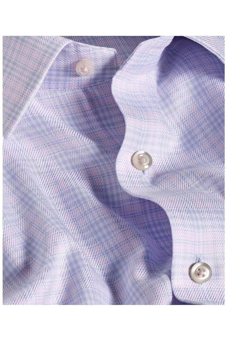 Trim Fit Check Cotton Dobby Dress Shirt, Alternate, color, SKY/ PINK