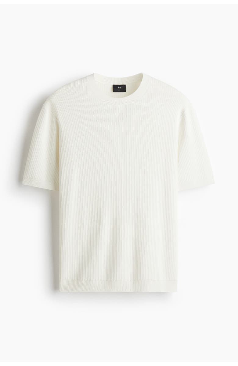H&M Slim Fit Rib-knit T-shirt, Main, color, White