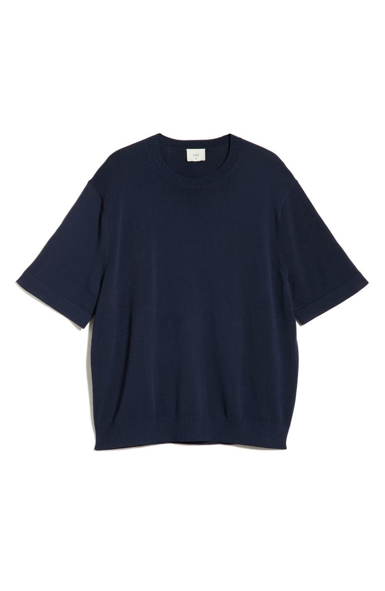 CHÉ Baller Short Sleeve Sweater, Main, color, Navy
