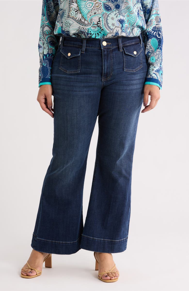 Liverpool Hannah Mini Patch Pocket Flare Jeans, Main, color, Moon Light
