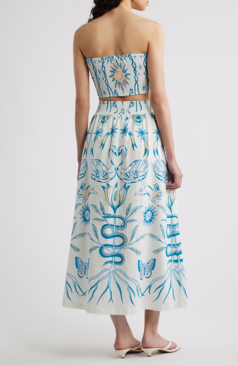 Cleobella Sylvan Smocked Cotton & Linen Top & Skirt Set, Alternate, color, Lunada Print