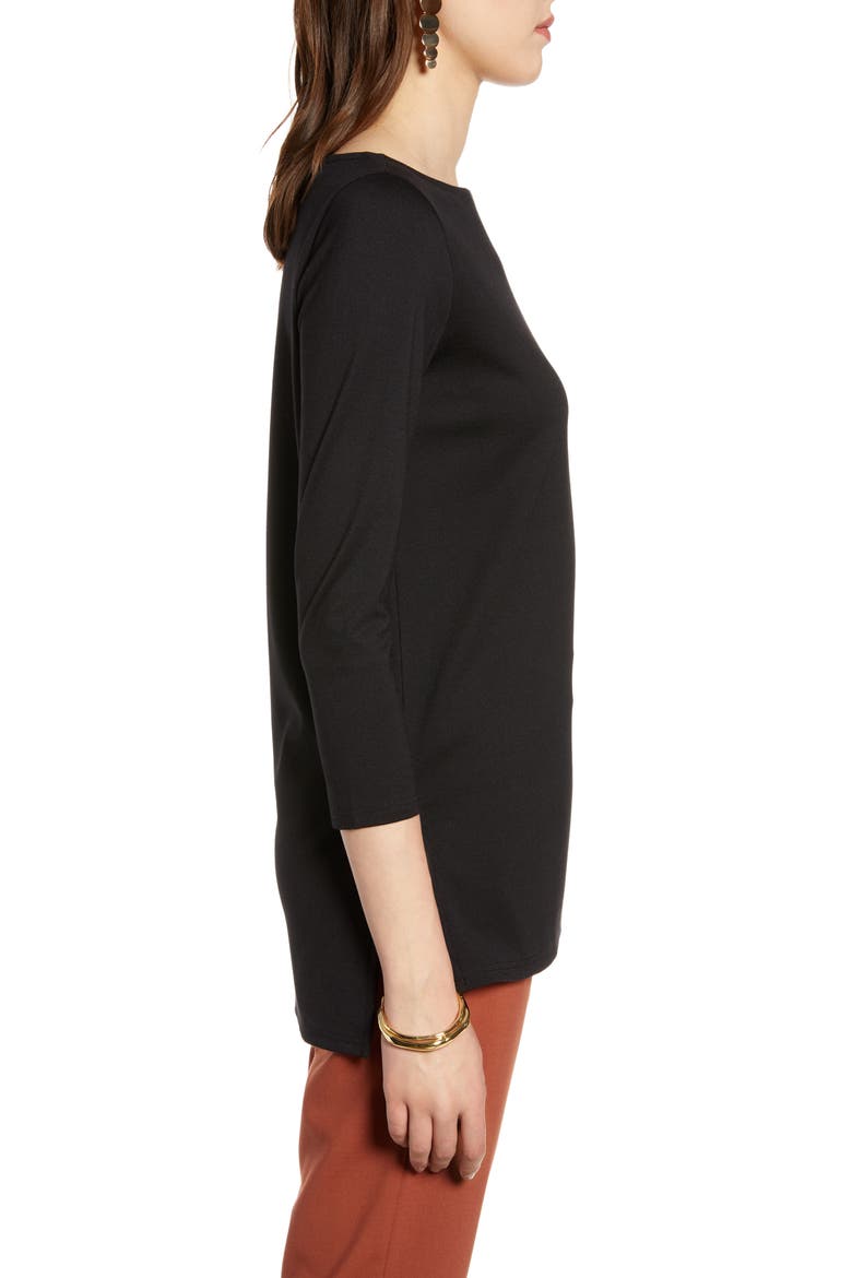 Boat Neck Ponte Knit Tunic, Alternate, color, BLACK