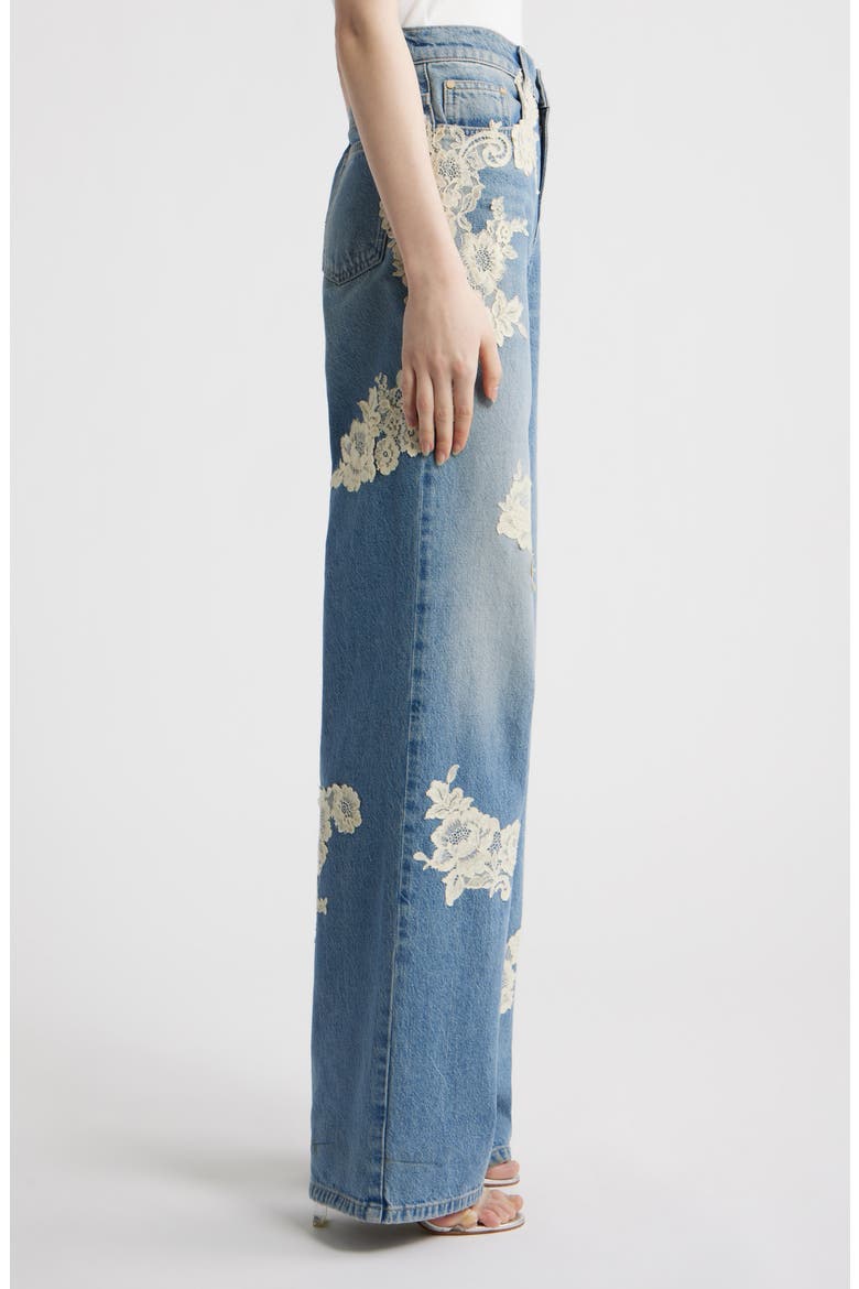 Bambie Lace Wide Leg Jeans, Alternate, color, FADED BLUE