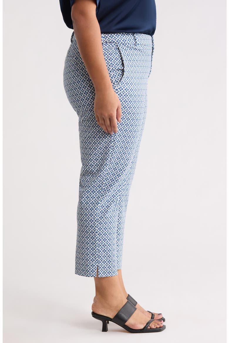 Kelsey Jacquard Slit Hem Tapered Pants, Alternate, color, BLUE WHITE TILE PRINT
