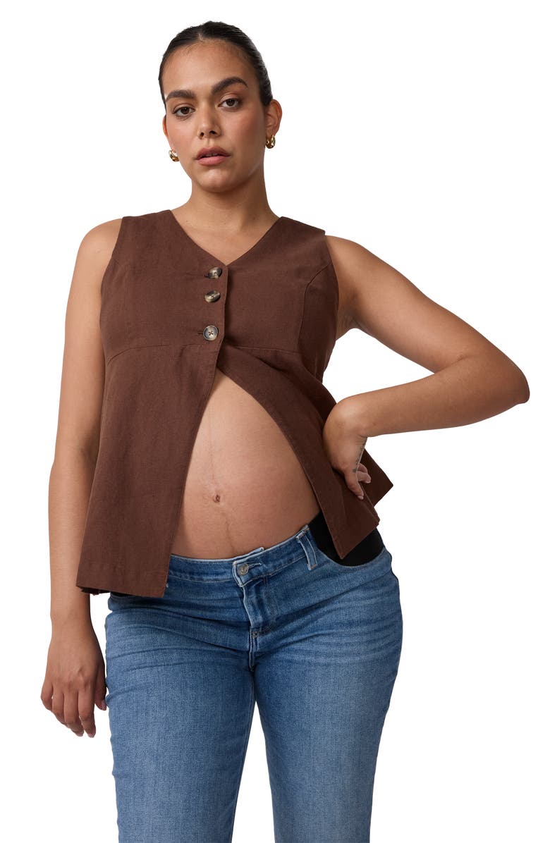 Ingrid & Isabel Linen Fashion Vest, Alternate, color, Dark Brown