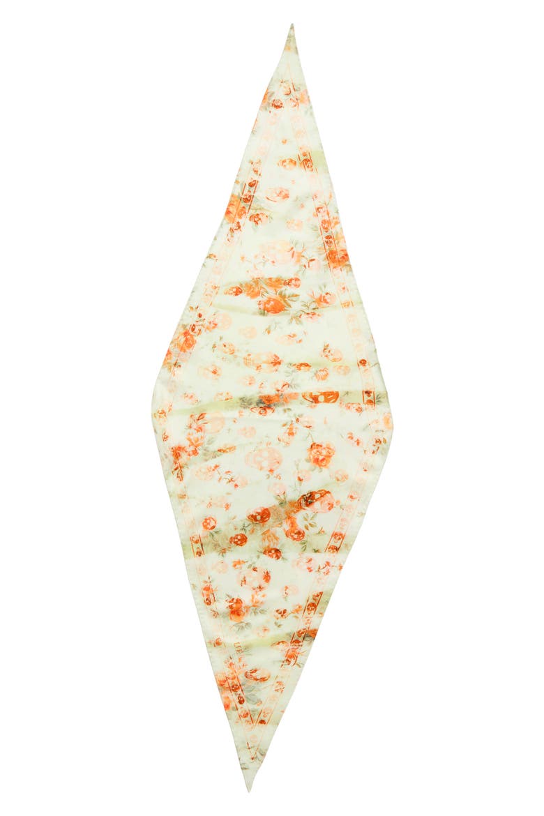 Floral Creased Silk Scarf, Main, color, ACQUA