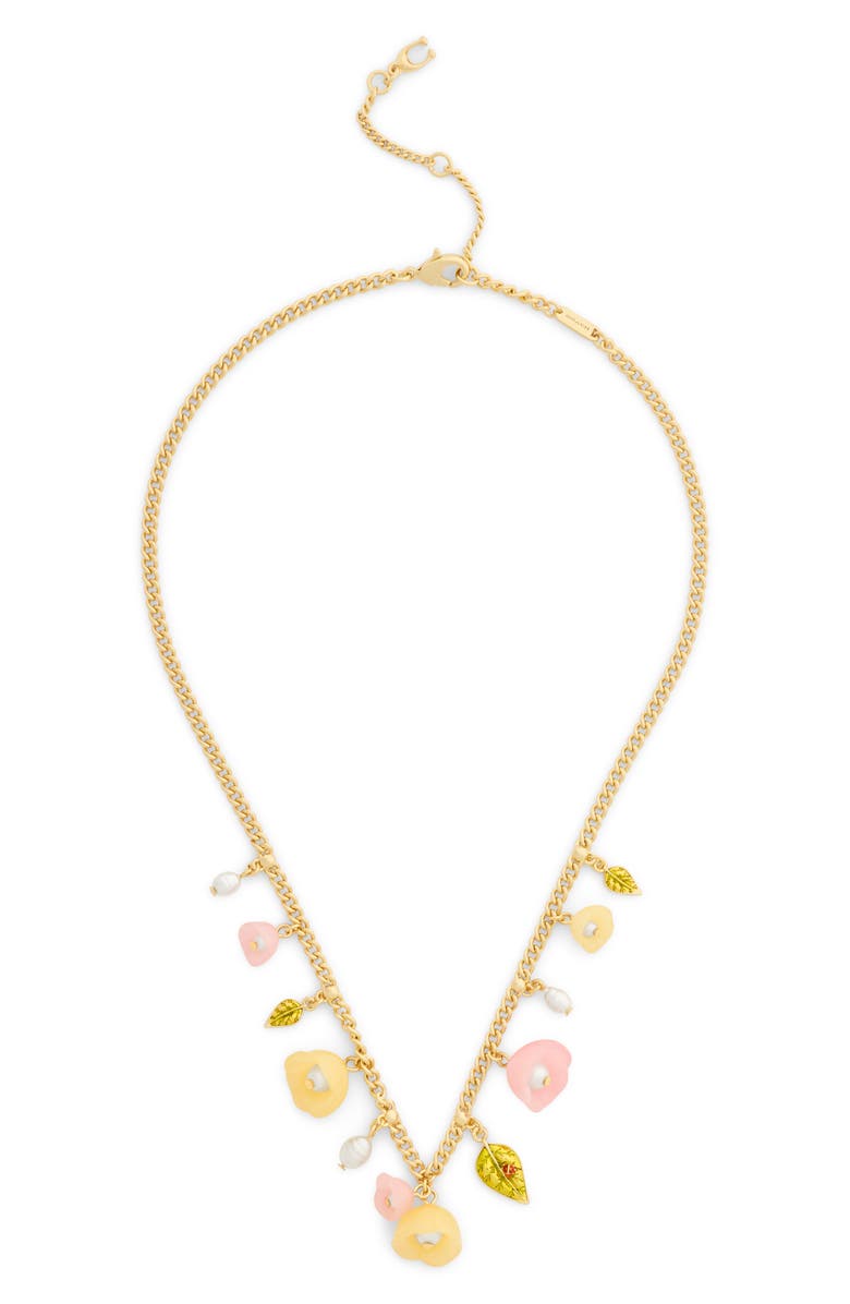 COACH Floral Charm Statement Necklace, Main, color, 