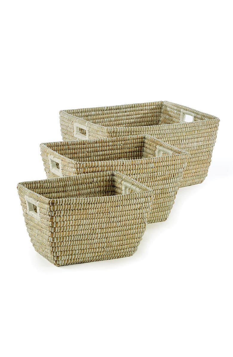 Napa Home & Garden Rivergrass Rectangular Baskets With Handles Set of 3, Main, color,