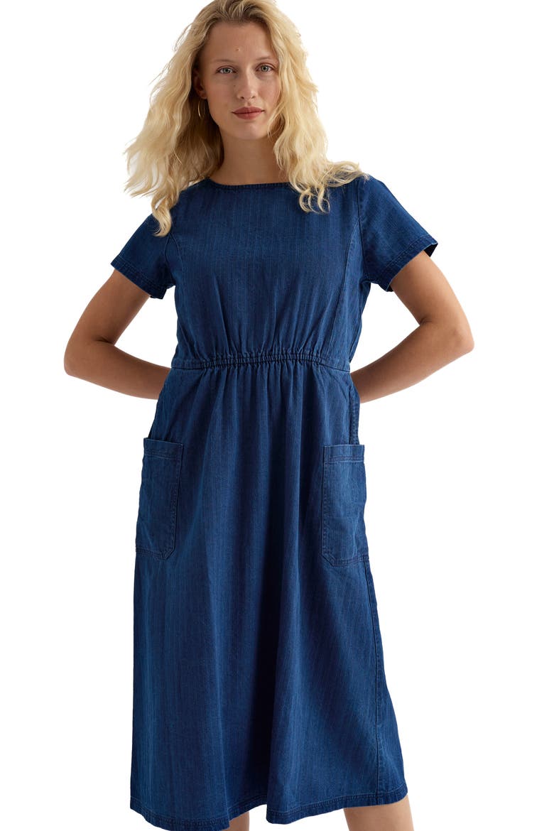 Haneth Organic Cotton Midi Dress, Alternate, color, MID WASH