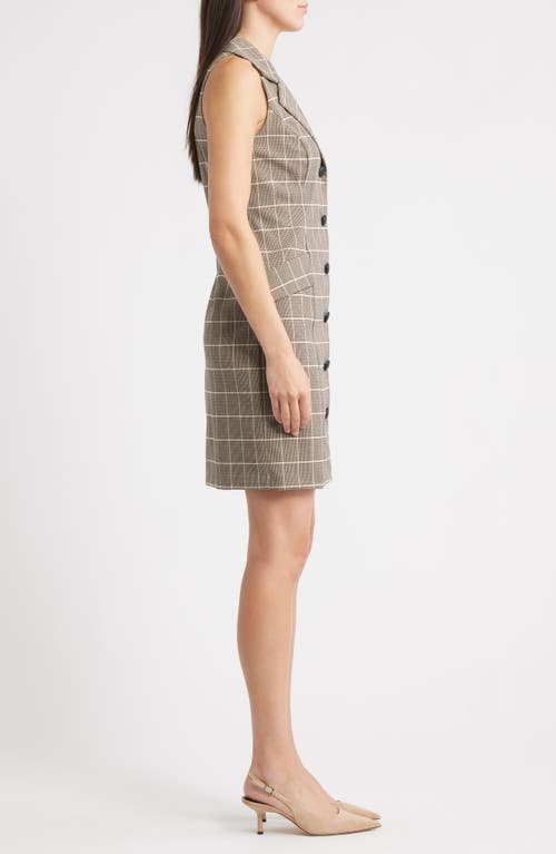 Vince Camuto Windowpane Plaid Coat Dress In Gray