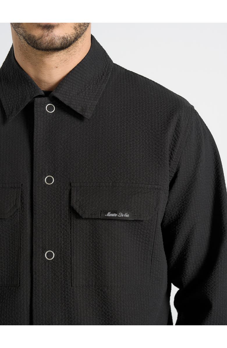 Manière De Voir Milo Textured Cargo Jacket, Alternate, color, Black