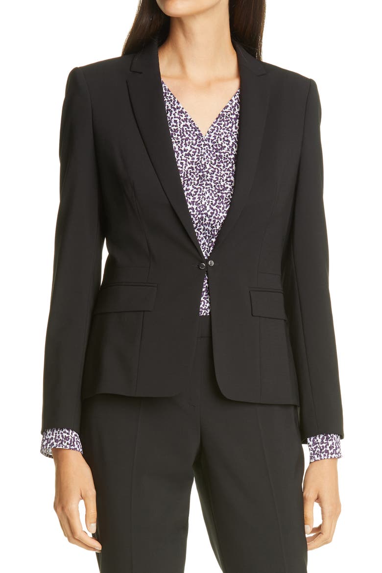 Jaflink Stretch Wool Suit Jacket, Main, color, BLACK