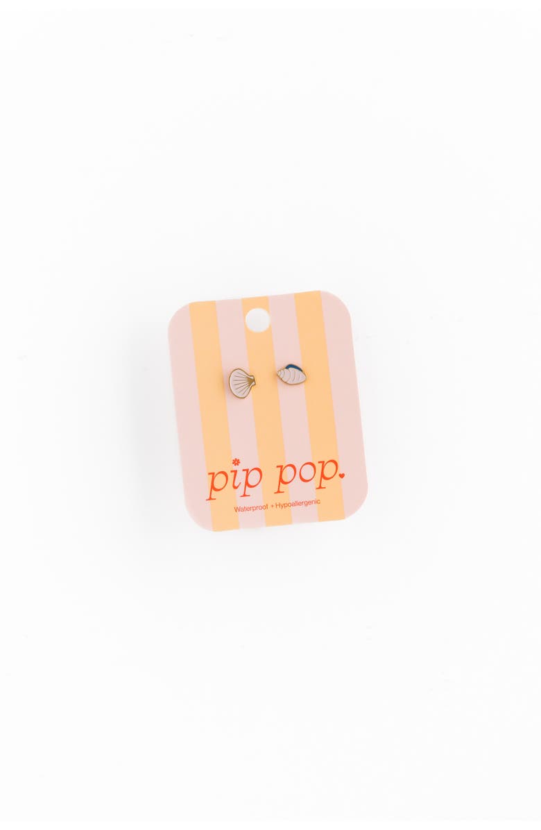 Pip Pop Shell Stud Earrings, Alternate, color, White