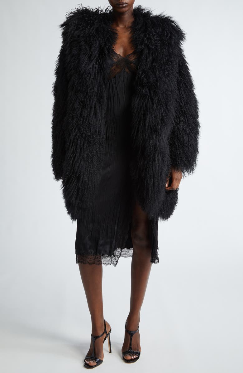 Michael Kors Collection Crushed Satin Charmeuse & Lace Slipdress, Alternate, color,