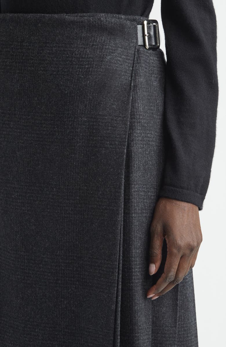 Johnstons of Elgin x Le Kilt Glen Plaid Wool & Cashmere Kilt, Alternate, color, Charcoal / Grey Shadow Check