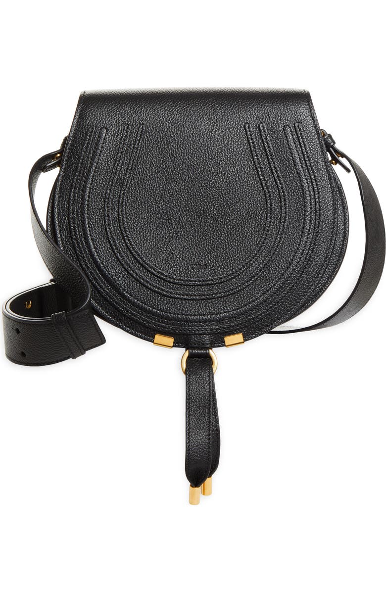 Chloé Large Marcie Leather Crossbody Bag, Main, color, 001 Black